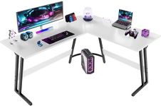 Devoko L Shaped Gaming Desk Corner Gaming Desk 150x130x75cm Corner Computer Desk Computer Gaming Desk Large PC Writing Table for Home and Office,White Frosted