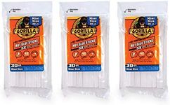 Gorilla Hot Glue Sticks, Mini Size, 4" Long x .27" Diameter, 30 Count, Clear, (Pack of 3)