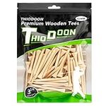 THIODOON Golf tees Less Friction Wooden Tees Training for Golfer Professional Natural Wood Golf tees Bulk 100 Count Golfing Tees (83mm, wood)