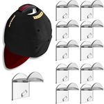 WUBAYI Adhesive 10-Pack Hat Hooks for Wall- Minimalist Hat Rack Design, No Drilling, Strong Hold Hat Hangers（Transparent）