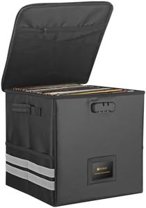 Neoteck Vinyl Record Storage Box with Lock Holds Up to 62 PCS Vinyl Records Foldable Vinyl Record Organizer with Mesh Pocket and Reflective Strips Fire and Water Resistant for Vinyl Record Collection