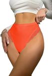 Milumia Women Sexy Lace Panties Underwear High Waisted Thongs French Cut Bikinis Orange Small