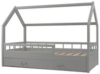 Velinda Solid Wooden Scandinavian Style Bed,house bed,modern,boys,girls 160 x80+barriers (colour: grey)