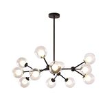 Surpars House Sputnik Chandelier, 12 Lights Modern Ceiling Light for Bedroom,Living Room,Dining Room,Black