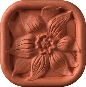 JBK Pottery Ceramic Clay Diffuser – Passive Aromatherapy Oil Diffuser for Essential Oils, Great Home Decor, Car & Office Desk, Patio Warmer, Travel Size Gift, Small Mini Terracotta (Clemantis Flower)
