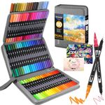 Gunsamg 80 Felt Pens for Painting Sketching Highlighting,Colouring Pens for Adults Colouring Books,Dual Tip Brush Pens Set with Colouring Book and Postcard Greeting Cards - Gift for Creative Soul…