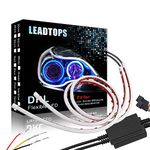 LEADTOPS Show Glow 2x 60CM Dual Color White-Amber Switchback Headlight LED Tube Strip Light DRL Daytime Running Light & Turn Signal Lamp For Car Autor Headlight