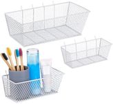 Pegboard Wire Baskets Pegboard Accessories Hanging Pegboard Wall Organizer 3 Sizes Pegboard Bins Basket Home Garage Multi Fit Basket for Slatwall (White, 3 Pcs)