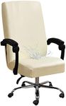 Bestenrose Waterproof Office Chair Cover with Elastic Bottom Stretch Computer High Back Chair Cover Chair Slipcovers Protector Removable Chair Seat Cushion Protectors (Beige, Medium)