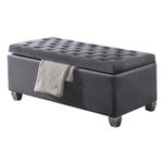 ACME Rebekah Bench w/Storage - - Gray Fabric