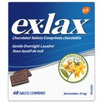 Ex-Lax Gentle Overnight Laxatives for Constipation Relief, 48 Chocolate Tablets