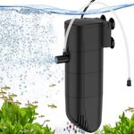 fishkeeper Aquarium Filter, 186GPH Submersible Aquarium Filter Adjustable Air Flow Filter for 30-50 Gallon Tanks with Filtration Oxygenation Circulation Water Pumping (13W)