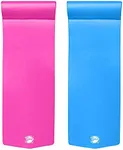 TRC Recreation Splash 1.25 Inch Thick Foam Swimming Pool Float Mat Large Adult Lounger with Built-in Roll Pillow, 1 Bahama Blue & 1 Flamingo Pink