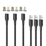 NetDot Gen10 Micro usb and USB-C Nylon Braided Magnetic Fast Charging Cable with Side LED compatible with Android Device(2m/3 pack black)