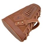 Cowhide Leather Recoil Pad Rifle Buttstock Cheek Rest Pad with Shell Holder for Left/Right Handed (Right Handed, Brown(.22LR .17HMR .22MAG))