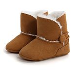 FAMI Baby Boy Girl Winter Snow Boots,Cotton Anti-Skid Sole Bow Warm Infant Toddler Prewalker Booties Crib Shoes for Girls Boys