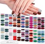 WOKOTO 20 Sheets Mix Solid Nail Polish Strips With Nail File Full Nail Stickers For Women Nai Art Polish Stickers Full Nail Wraps Gel Nail Strips Stick On Nail Polish Stickers Nail Color Strips