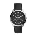 Fossil Men's Neutra Quartz Stainless Steel and Leather Chronograph Watch, Color: Silver, Black (Model: FS5452)