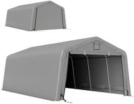 Outsunny 12 x 20 ft Heavy Duty Carport, Outdoor Portable Garage Canopy Tent with 2 Ventilation Windows, Large Door, Car Shed Shelter for Truck, Boat, Motorcycle, Bike, Light Grey