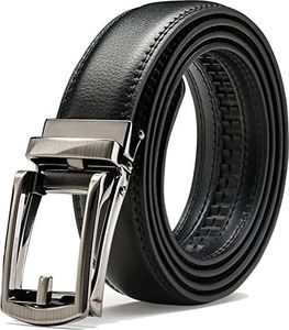 Men's Comfort Genuine Leather Belt with One Click Buckle, Fit for 27-46" (Comfort belt-13)