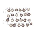 Creative Co-Op Distressed White & Grey Embossed Mercury Glass Ornament Fabric String Garland, Taupe and Cream