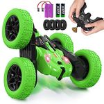 Jimdella Remote Control Car,360 Flips Rotating Stunt RC Cars,Double Sided RC Car with LED Lights,New Upgrade 2.4Ghz All Terrain Rechargeable Electric Drift Car Toys for Ages 5-7 Birthday Gift(Green)