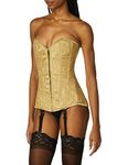 Daisy Corsets Women's Lavish Lace Overbust Corset with Zipper, Dark Beige, Large