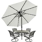 MasterCanopy Patio Umbrella with 32 Solar LED Lights -8 Ribs(2.7M,Grey)