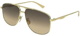 GUCCI Men's GG0336S-001 Sunglasses, Gold, 60.0