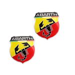 2x Aluminum Car Emblem Decal Fender Trunk Nameplate Badge Sticker abarth Italy Fits For FIAT 124 125 125 500 695 Decoration (Yellow-Red)