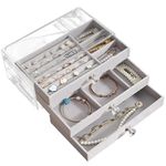 SIBY Acrylic Jewelry Organizer With Drawers | 3 Layer Earring Storage Box with 10 Compartment & 7 Ear Studs for Women | Transparent Display Storage Case for Earrings Necklace Ring Bracelet