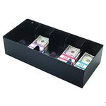 MMF Industries STEELMASTER 5-Compartment Currency Tray, Black, 15" x 3.75" x 7" – No Locking Cover, Durable Steel Construction, Cash Box & Money Tray
