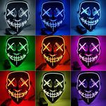 Kayan Halloween Mask, LED Purge Mask, LED Light up Mask, Scary mask, for Festival Cosplay Halloween Costume Masquerade, Parties, Carnival, Gift (Green)