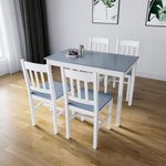 ELEGANT Solid Wooden Dining Table and 4 Chairs Set Dining Kitchen Furniture - Grey, Natural Pine