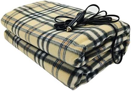 Happy Hour US Car Electric Blanket 12V Fleece Electric Heated Travel Blanket for Car and RV-Great for Cold Weather (Beige)