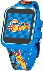 Accutime Hot Wheels Kids Smart Watch with Touchscreen, Alarm, Selfie Cam, Calculator, and Changeable Faces – Perfect for Boys and Girls