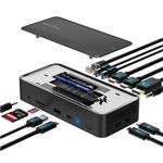 WAVLINK USB C Docking Station 3 Monitors, Laptop Docking Staion with 5Gbps M.2 PCIe/SATA SSD Enclosure, 4K@60Hz 2 HDMI/1 DP, 100W PD, USB C/USB-A Gen 3.2, SD/TF, Gigabit RJ45 for Windows, Mac OS