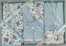 My Tiny Wear Full Sleeves New Born Baby Gift Set, Infant Clothing Gift Set, Essentials kit, Cotton Set, Suit Set, Just Born, Dress, Boy, Girls, 11 Pieces | Items | Products, 0-3 Months (L Blue)