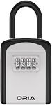 ORIA Key Lock Box for Outside, Portable Combination Lockbox, Waterproof Key Safe Box with Code, Removable Shackle, 5 Keys Capacity for Home, Outside
