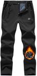 YSENTO Mens Waterproof Walking Fleece Lined Trousers Winter Thermal Ski Hiking Outdoor Overtrouser(Black,32)