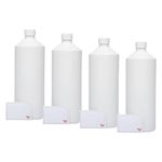 TEC 1 Litre Plastic Bottles HDPE UK Made Non Leak Screw Lids Caps 28mm 30% Recycled Water Chemicals Empty(4)