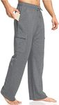 Deyeek Men's Cargo Sweatpants with Pockets Baggy Sweat Pants for Mens Straight Leg Jogger Sweatpants Cotton Lounge Pants Dark Grey