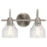 Kichler Avery 14.75" 2 Light Vanity Light with Clear Seeded Glass Brushed Nickel