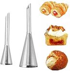 Glamifirsto Cream Icing Piping Tip Stainless Steel, Chocolate Filling Nozzle for Pasty, Puff, Cream Roll, Dessert, Doughnut, Eclair, Cupcake, Fondant Cake Decorating Long Bakeware Tip Nozzle Set of 2