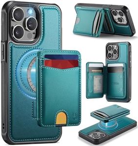 Usroom for iPhone 14 Pro Max Detachable Wallet Case with Card Holder, 2 in 1 RFID Blocking Credit Slots Kickstand Shockproof Phone Wallet for iPhone 14 Pro Max 6.7" Bluish Green