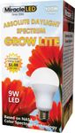 Miracle LED Absolute Daylight Spectrum Grow Lite - Replaces up to 100W - Full Spectrum Hydroponic LED Plant Growing Light Bulb for Greenhouse, Garden, and Indoor (605088)