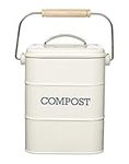 KitchenCraft Living Nostalgia Kitchen Compost Bin, Metal, 16.5 x 12 x 24 cm, Antique Cream