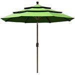 EliteShade USA 10-Year-Non-Fading 9Ft 3 Tiers Market Umbrella Patio Umbrella Outdoor Table Umbrella with Ventilation,Macaw Green