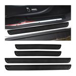 JUSTTOP 4 PCS Car Door Threshold Protection, Anti-Scratch Car Door Sill Plate Protectors, Front/Rear Door Sill Scuff Plate Guard, Door Entry Decoration Stickers for Most Cars (Black)