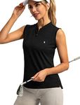 SANTINY Women's Sleeveless Golf Shirt Zip Up Tennis Lightweight Quick Dry Tank Tops Polo Shirts for Women, Black, XX-Large